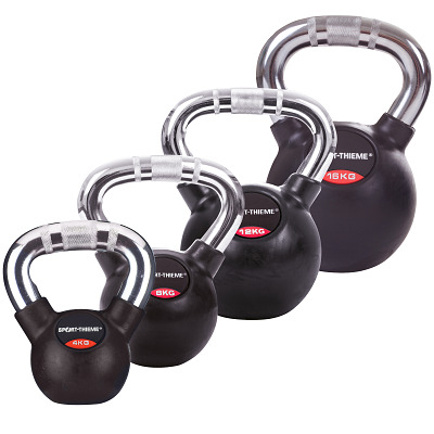 SPOKEY Scales LUX Kettlebell 12 Kg – Gusseisen Mit Gummibeschichtung & Chromgriff Für Krafttraining