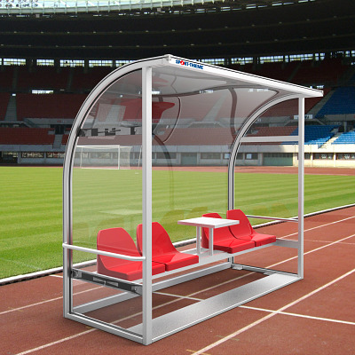 Sport-Thieme Spielerkabine "Champion", 3,00 m breit, 6 Sitze, Polycarbonat