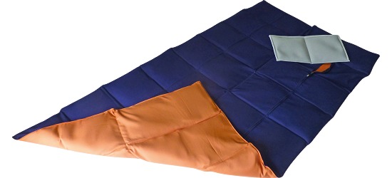 Enste Physioform Reha Schwere Decke/Gewichtsdecke 180x90 cm / Dunkelblau-Terracotta, Aussenhülle Baumwolle