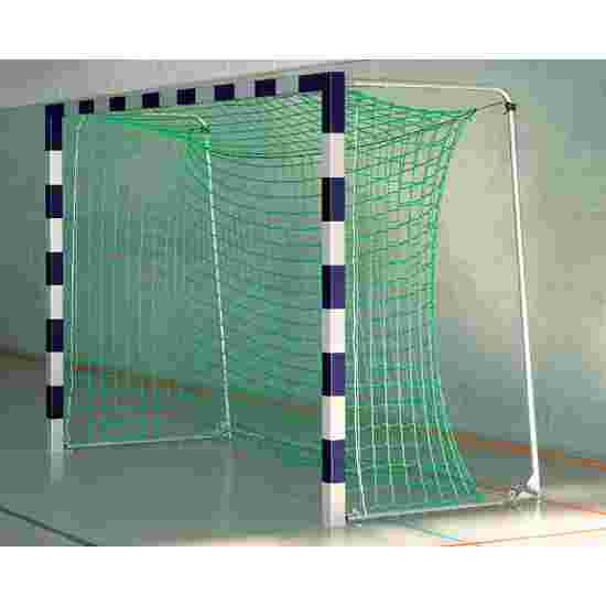 But de handball Sport-Thieme avec fixation par fourreaux et angles d’assemblage en acier Premium Avec supports de filet rabattables, Bleu-argent