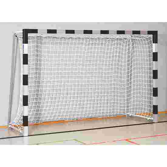 But de handball Sport-Thieme avec fourreaux et supports de filet rabattables Angles d'assemblage soudés, Noir-argent