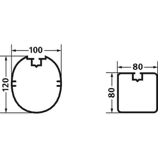 But en aluminium, 7,32x2,44 m, avec fixation par fourreaux et suspension de filet libre Argent mat anodisé, Crochets de fixation