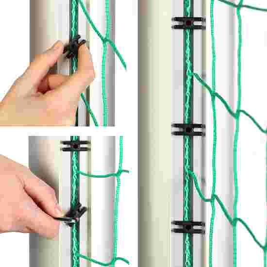But en aluminium, 7,32x2,44 m, avec fixation par fourreaux et suspension de filet libre Argent mat anodisé, Crochets de fixation