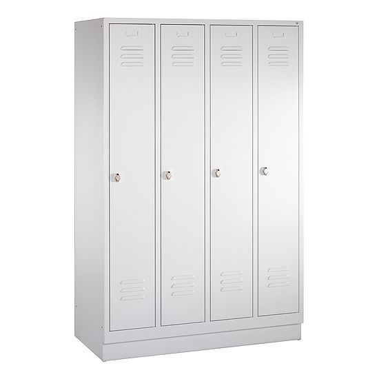 Garderobenschrank "S 2000 Classic" mit 100 mm hohem Sockel 1800x1190x500 mm /4 Abteile