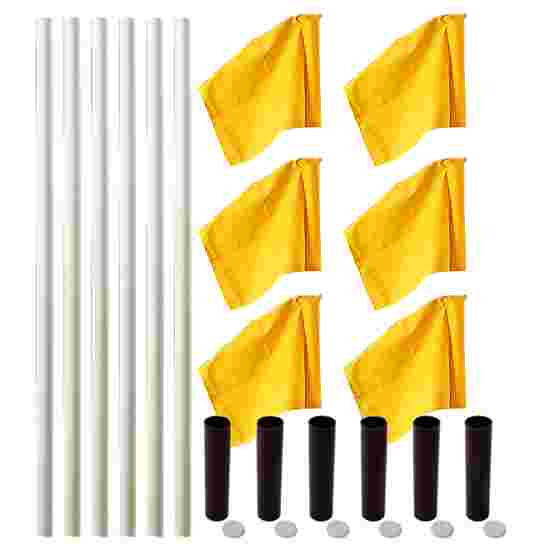 Kit de poteaux de délimitation Sport-Thieme « Allround » Poteau blanc, fanion jaune fluo