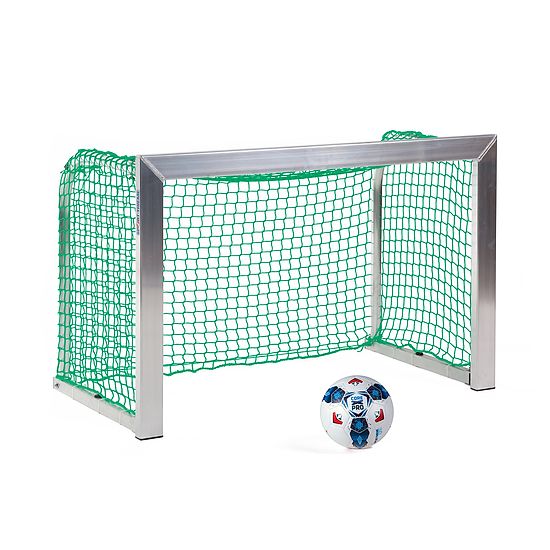 Mini but Sport-Thieme®, avec supports de filet rabattables 1,20x0,80 m, profondeur 0,70 m, Filet inclus, vert (mailles 4,5 cm)
