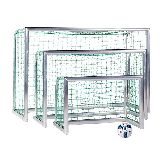 Minibut d'entraînement en alu Sport-Thieme® « Professional Compact », coloris aluminium naturel 1,20x0,80 m, Filet inclus, vert (mailles 10 cm)