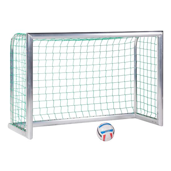 Minibut d'entraînement en alu Sport-Thieme® « Professional Compact », coloris aluminium naturel 1,80x1,20 m, Filet inclus, vert (mailles 10 cm)