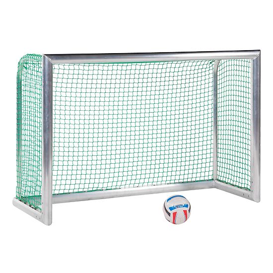 Minibut d'entraînement en alu Sport-Thieme® « Professional Compact », coloris aluminium naturel 1,80x1,20 m, Filet inclus, vert (mailles 4,5 cm)