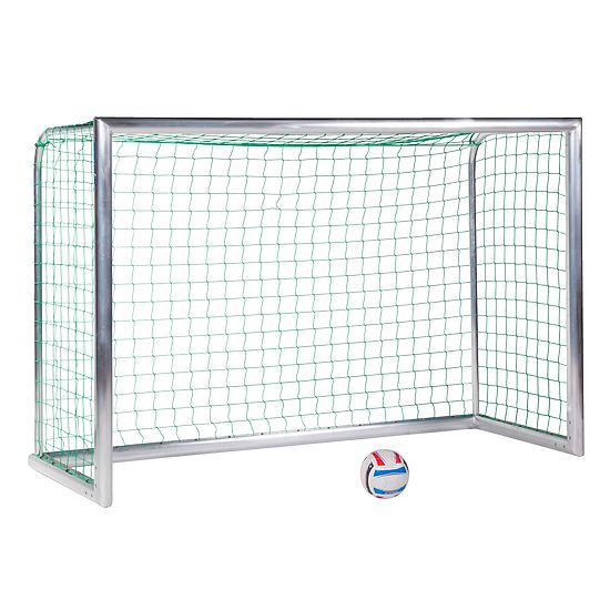 Minibut d'entraînement en alu Sport-Thieme® « Professional Compact », coloris aluminium naturel 2,40x1,60 m, Filet inclus, vert (mailles 10 cm)