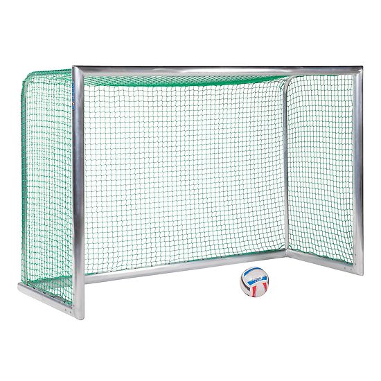 Minibut d'entraînement en alu Sport-Thieme® « Professional Compact », coloris aluminium naturel 2,40x1,60 m, Filet inclus, vert (mailles 4,5 cm)