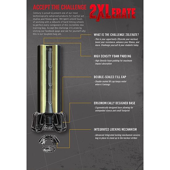 Sac de boxe sur pied Century Sac de frappe sur pied Wavemaster® « 2XL Pro » Noir