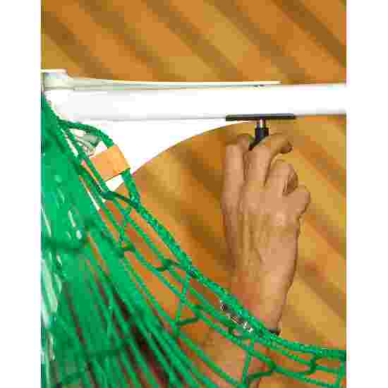 Sport-Thieme Handballtor mit anklappbaren Netzbügeln IHF, Tortiefe 1 m, Schwarz-Silber