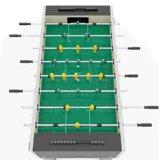Table de babyfoot Sportime « ST » Green Guardian contre Yellow Dragon, Gris Platinum, Surface de jeu : vert gazon