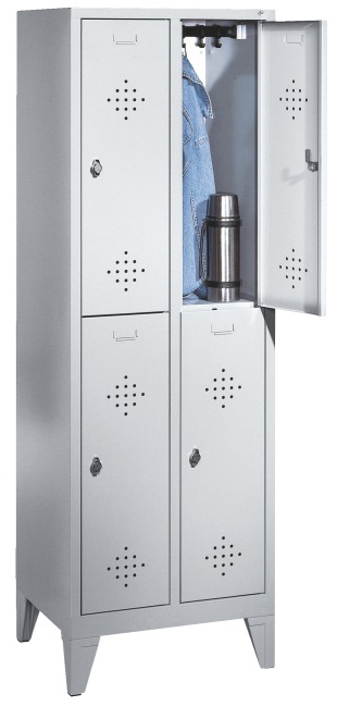 C+P Doppel-Garderobenschrank "S 2000 Classic" mit 15 cm hohen Füssen 185x61x50 cm / 4 Fächer, 30 cm