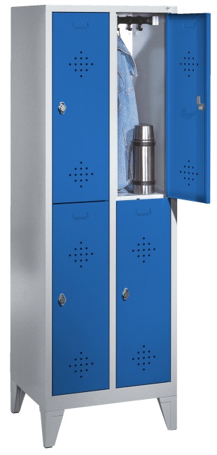 C+P Doppel-Garderobenschrank "S 2000 Classic" mit 15 cm hohen Füssen 185x61x50 cm / 4 Fächer, 30 cm