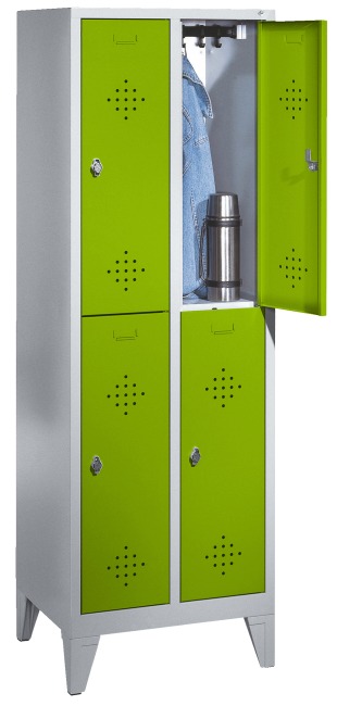 C+P Doppel-Garderobenschrank "S 2000 Classic" mit 15 cm hohen Füssen 185x61x50 cm / 4 Fächer, 30 cm