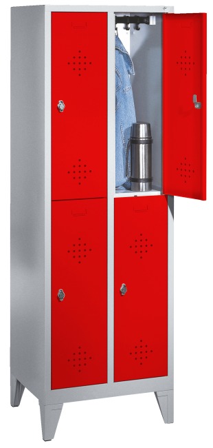 C+P Doppel-Garderobenschrank "S 2000 Classic" mit 15 cm hohen Füssen 185x61x50 cm / 4 Fächer, 30 cm