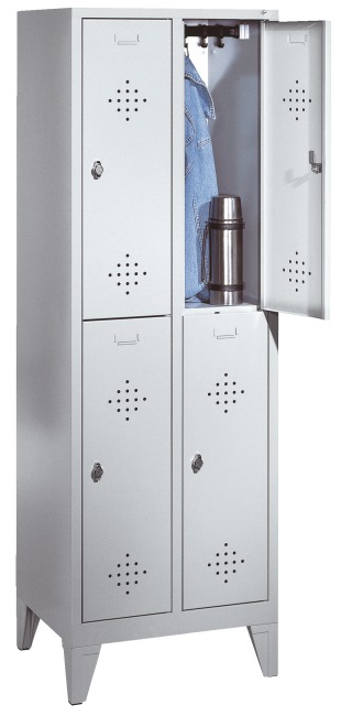 C+P Doppel-Garderobenschrank "S 2000 Classic" mit 15 cm hohen Füssen 185x81x50 cm/ 4 Fächer, 40 cm