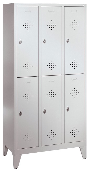 C+P Doppel-Garderobenschrank "S 2000 Classic" mit 15 cm hohen Füssen 185x120x50 cm/ 6 Fächer, 40 cm