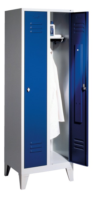 Garderobenschrank "S 2000 Classic" mit 150 mm hohen Füssen 1850x610x500 mm /2 Abteile, 30 cm