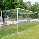 Sport-Thieme Grossfeld-Fussballtor in Bodenhülsen stehend, mit freier Netzaufhängung, Alu Mattsilber eloxiert , Netzhalter