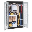 Sportgeräteschrank, HxBxT 195x120x50 cm, mit Lochblech-Flügeltüren (Typ 1) Lichtgrau (RAL 7035), Anthrazit (RAL 7021)