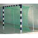 Sport-Thieme Hallenhandballtor in Bodenhülsen stehend mit patentierter Eckverbindung Blau-Silber, Mit anklappbaren Netzbügeln, Mit anklappbaren Netzbügeln, Blau-Silber