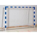 But de handball en salle Sport-Thieme 3x2 m, avec fourreaux Bleu-argent, Angles d'assemblage vissés, Angles d'assemblage vissés, Bleu-argent