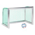 Minibut d'entraînement en alu Sport-Thieme® « Professional Compact », coloris aluminium naturel 1,20x0,80 m, Filet inclus, vert (mailles 4,5 cm)