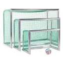 Minibut d'entraînement en alu Sport-Thieme® « Professional Compact », coloris aluminium naturel 1,20x0,80 m, Filet inclus, vert (mailles 4,5 cm)
