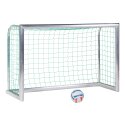 Minibut d'entraînement en alu Sport-Thieme® « Professional Compact », coloris aluminium naturel 1,80x1,20 m, Filet inclus, vert (mailles 10 cm)