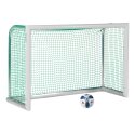 Mini but de football Sport-Thieme « Professional Compact », coloris blanc peint par poudrage 1,80x1,20 m, Filet inclus, vert (mailles 4,5 cm)