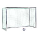 Minibut d'entraînement en alu Sport-Thieme® « Professional Compact », coloris aluminium naturel 2,40x1,60 m, Filet inclus, vert (mailles 10 cm)