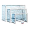 Sport-Thieme Mini-Fussballtor "Professional Kompakt", Weiss-Pulverbeschichtet 1,20x0,80 m, Inkl. Netz, blau (MW 4,5 cm)