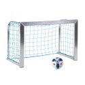 Mini but Sport-Thieme®, avec supports de filet rabattables 1,20x0,80 m, profondeur 0,70 m, Filet inclus, bleu (mailles 10 cm)