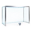 Mini but Sport-Thieme®, avec supports de filet rabattables 2,40x1,60 m, profondeur 1,00 m, Filet inclus, bleu (mailles 4,5 cm)