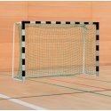 Sport-Thieme Handballtor mit anklappbaren Netzbügeln Standard, Tortiefe 1 m, Schwarz-Silber