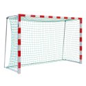 Sport-Thieme Handballtor frei stehend, 3x2 m Verschweisste Eckverbindungen, Rot-Silber