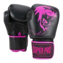 Super Pro Boxhandschuhe "Warrior" Schwarz-Pink, 12 oz.