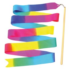 Ruban de gymnastique arc-en-ciel avec baguette