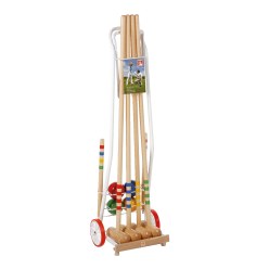 Jeu de croquet en bois avec chariot