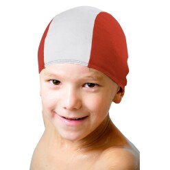Bonnet de bain en textile Rouge-blanc, Enfant