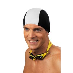 Bonnet de bain en textile Noir-blanc, Adultes