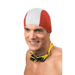 Sport-Thieme Schwimmkappen-Set "Textil" Rot-Weiss, Erwachsene